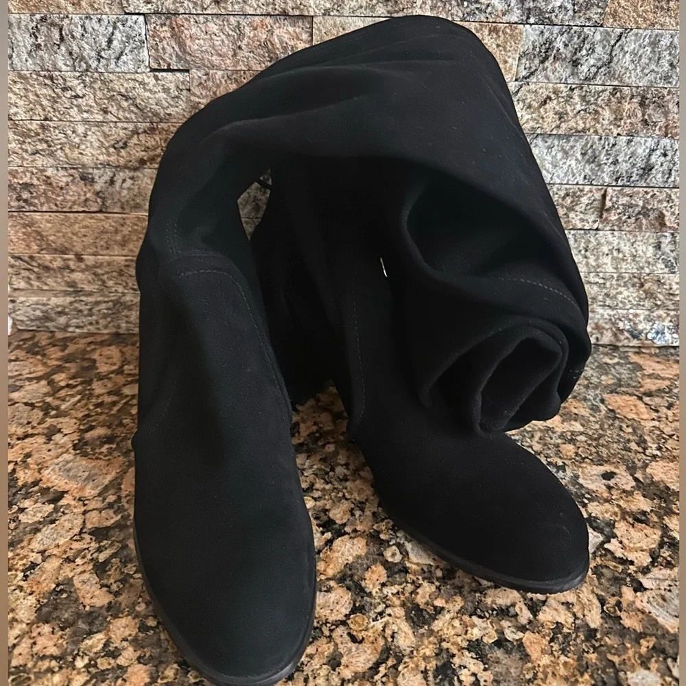 Stuart Weitzman over the knee black suede boots